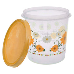 Heart Home Storage Container|Durable Plastic Floral Design BPA Free Food Kitchen Organizer with Lid|Food Utility Jar, 16 LTR (Yellow)
