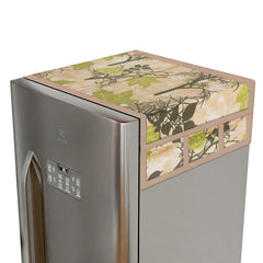 Kuber Industries Fridge Top Cover | Fridge Top Cover with Pockets | Refrigerator Top Cover for Kitchen | Fridge Top Cover with 6 Utility Pockets | Tree Kniting Fridge Cover | Green