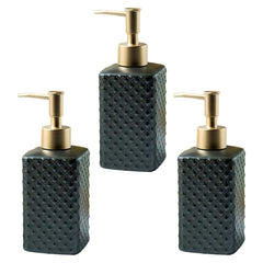 Kuber Industries Liquid Soap Dispenser | Handwash Soap Dispenser | Soap Dispenser for Wash Basin | Shampoo Dispenser Bottle | Bathroom Dispenser Bottle | Pack of 3 | 350 ml | Black