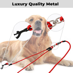 Kuber Industries 1 Double Hook Leash & 2 Dog Chest Harness with Nylon Leash I Strong Dog Rope Leash with Padded Handle | Adjustable Soft Padded and Breathable Dog Vest for Easy Control (Red, XL)