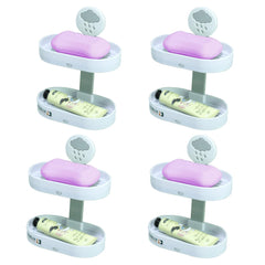 Homestic Pack of 4 Two Tier Hanging Soap Case|Self Adheshive Waterproof Drainage Design|Space Optimizing|Multi Utility Sink Organizers|CM02|White