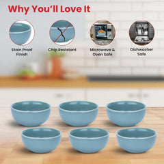 Heart Home 12 Pcs Ceramic Dinner Set | Dishwasher & Microwave Safe | Crockery Set for Dining & Gifting | 6 Pcs Dinner Plates & 6 Pcs Bowl | Blue