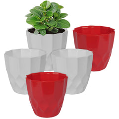 Kuber Industries Flower Pot | Flower Planter Pots for Indoor | Flower Pots for Outdoor | Pot for Garden & Balcony Flowering | Flower Plants Pot | Barfi Flower Pot | 6 Inch | Pack of 5 | Multi