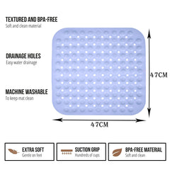 Kuber Industries Bath Mat | PVC Bathroom Mat | Shower Bath Mat | Square Bath Tub Mat | Foot Massager Mat | Anti-Skid Floor Mat | Shower Mat | Pack of 2 | Sky Blue