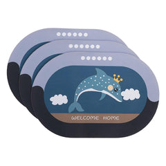 Kuber Industries Bath Mat | PVC Bathroom Mat | Shower Bath Mat | Floor Tub Mat | Diatom Mud Oval Mat | Anti-Skid Shower Bathroom Mat | CF-220821 |Pack of 3| Multi