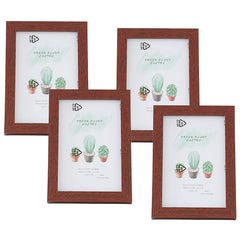 Kuber Industries Photo Frame For Home Décor|Use Horizontal & Vertical|Crystal Clear Glass|Perfect For Home, Office And Shop "11.6x16.7CM"-Pack of 4 (Brown)