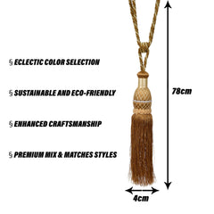Heart Home Tassel | Curtain Tie Back Tassel Set | Curtain Holder Tieback | Curtain Tieback | Curtain Holder for Home & Office Décor | Moti Kit Pit Tassel | Golden