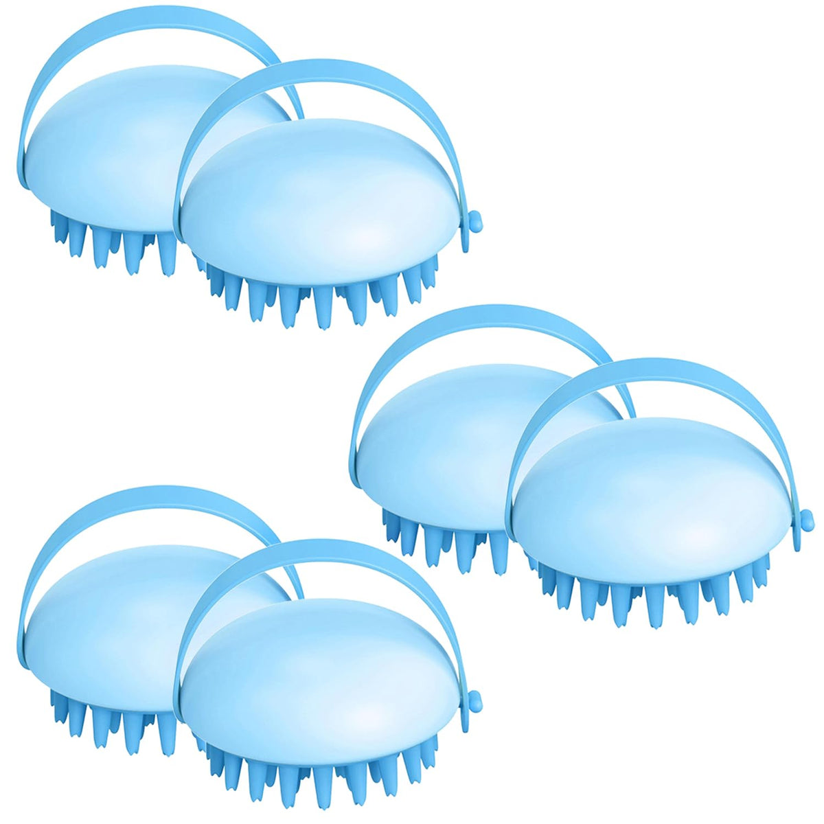 Kuber Industries Hair Massager Brush | Soft Silicone Bristles | Shampoo Brush for Hair Washing | Scalp Massager | Massager Brush For Dandruff | Pack of 6 | XJBLEU | Blue