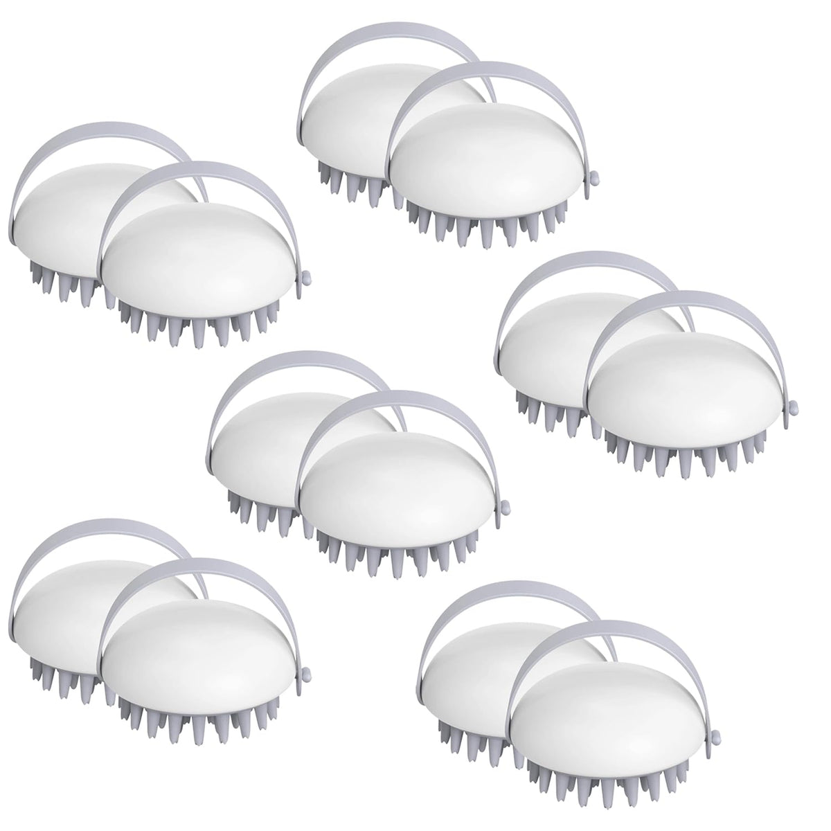 Kuber Industries Hair Massager Brush | Soft Silicone Bristles | Shampoo Brush for Hair Washing | Scalp Massager | Massager Brush For Dandruff | 12 Piece | Pack of 4 | XJWTEU | White