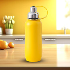 Kuber Industries Vacuum Insulated Water Bottle| Stainless Steel Sipper Water Bottle | Hot & Cold Water Bottle | Leakproof, BPA Free, Rustproof | 750 ML | Yellow