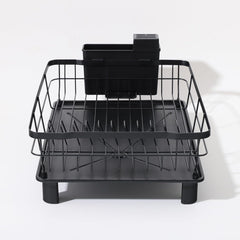 Kuber Industries Iron Kitchen Rack with Utensil Basket Drainer | Dish Drainer Basket for Kitchen | Multipurpose Kitchen Stand | Large Capacity Stand for Kitchen | Space Saving Kitchen Items | Black