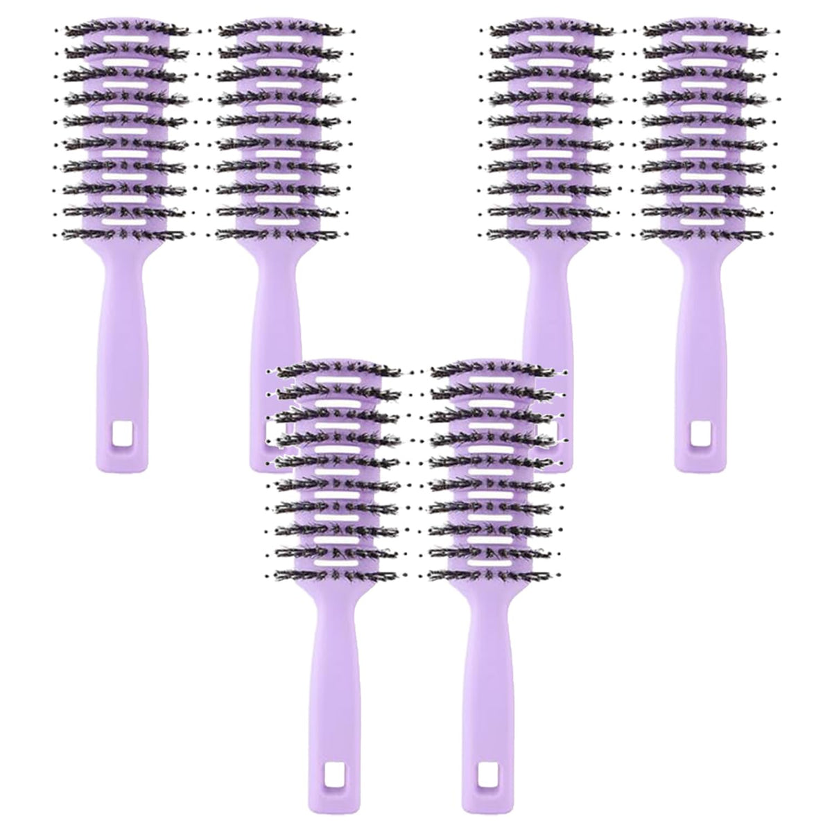 Kuber Industries Hair Brush | Flexible Bristles Brush | Hair Brush with Paddle| Suitable For All Hair Types | Round Vented Hair Brush | 6 Piece | Pack of 2 | C13-X-PURP | Purple