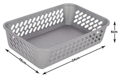 Heart Home Multiuses Super Tidy Plastic Tray/Basket/Organizer- Pack of 6 (Grey) -46HH0579