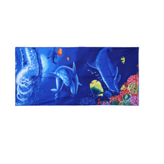 Kuber Industries Kids Bath Towel|Soft Cotton & Sides Stitched Baby Towel|Microfibered Super Absorbent Aquarium Pattern Towel for Infants,Toddler,55x26 Inch,Pack of 2 (Navy Blue)