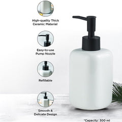 Homestic Liquid Soap Dispenser | Handwash Soap Dispenser | Soap Dispenser for Wash Basin | Shampoo Dispenser Bottle | Bathroom Dispenser Bottle | 300 ML | White