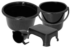 Kuber Industries 4 Pieces Plastic Bucket, Stool, Mug & Tub Set (Black)