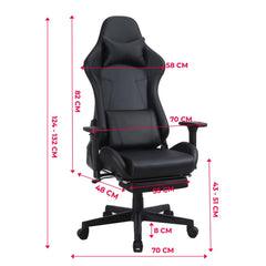 Kuber Industries Ergosmart PC Gaming Chairs with Wheels | Comes with Headrest, Lumbar Support Cushions & Footrest | Comfortable Chair for Long Sitting & Back Pain Relief | WC2022-1F-BLU-Blue