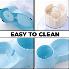 Kuber Industries Dog Food Bowl|Drinking Fountain Cat & Dog Bowl|Reusable,Durable|Bowl with Refillable Water Bottle|Stylish Dog Accessories for Indoor & Outdoor Use|LS147BL|3500ML|Blue (Pack of 6)