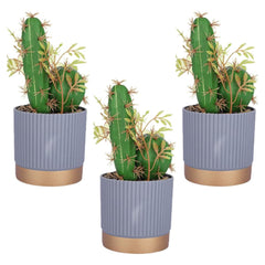Kuber Industries Artificial Plants for Home D?cor|Natural Looking Indoor Fake Plants with Pot|Artificial Flowers for Decoration-Pack of 3 (Green)