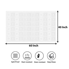 Heart Home Center Table Cover | Cotton Net Square Flower Pattern Table Cover | Luxurious Net Tablecloth | Tea Table Cover for Living room | 40x60 Inch | White