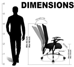 Kuber Industries Ergonomic Revolving Office Chairs for Work From Home | Comes with Manual Height Adjustable & Armrest Support | Comfy Study Chair for Students with Wheels | Black