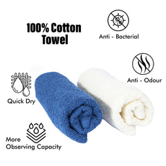 Kuber Industries 525 GSM Cotton Hand Towels |Super Soft, Quick Absorbent & Anti-Bacterial|Gym & Workout Towels|Pack of 6 (Blue & Ivory)