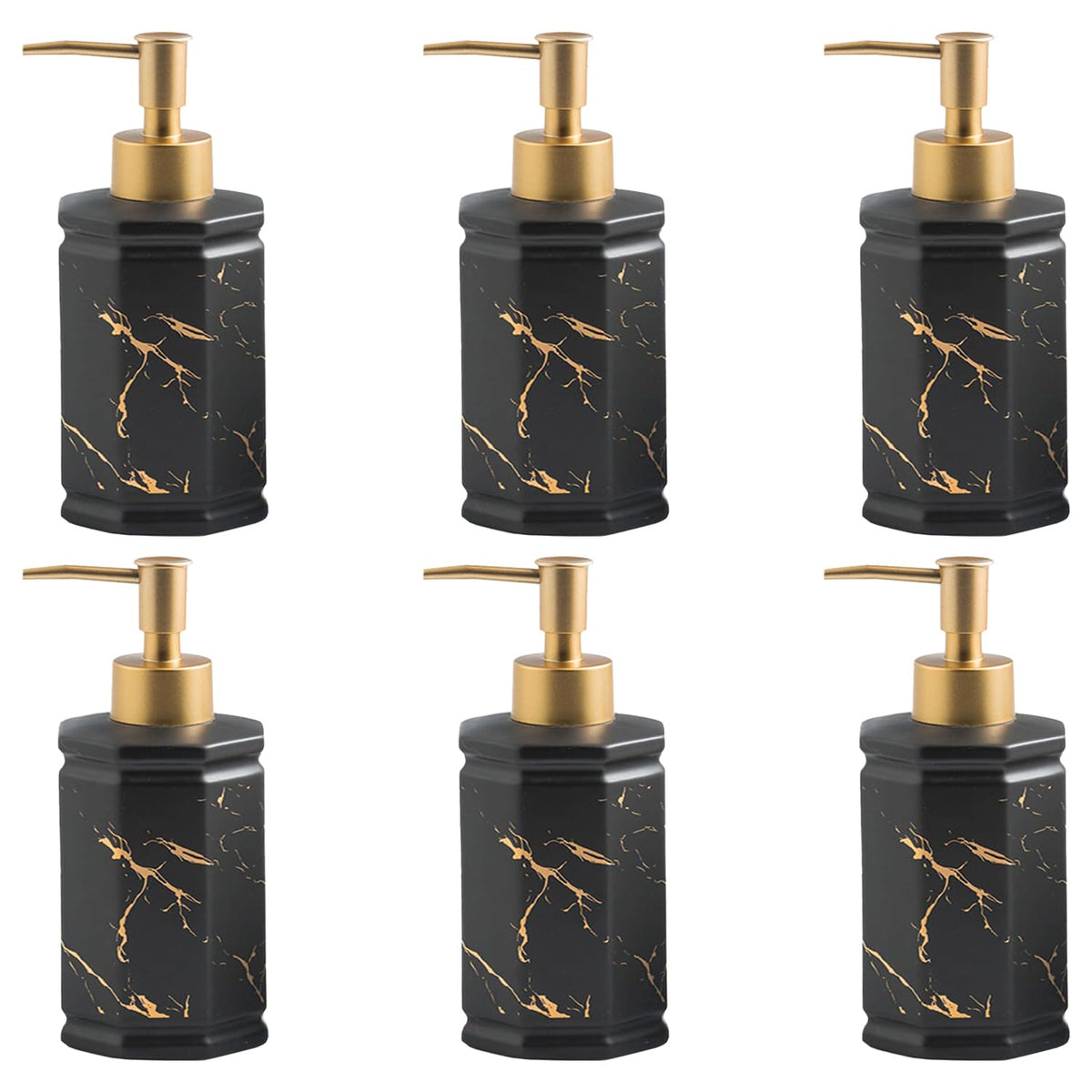 Kuber Industries Liquid Soap Dispenser | Handwash Soap Dispenser | Soap Dispenser for Wash Basin | Shampoo Dispenser Bottle | Bathroom Dispenser Bottle | 350 ml | Pack of 6 | Black