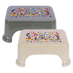 Heart Home Disney Team Stool | Bathroom Square Stool | Plastic Stool For Bathroom | Stool for Kitchen | Bathroom Patla | Support Stool for Bathroom | P6 | Pack of 2 | Multi