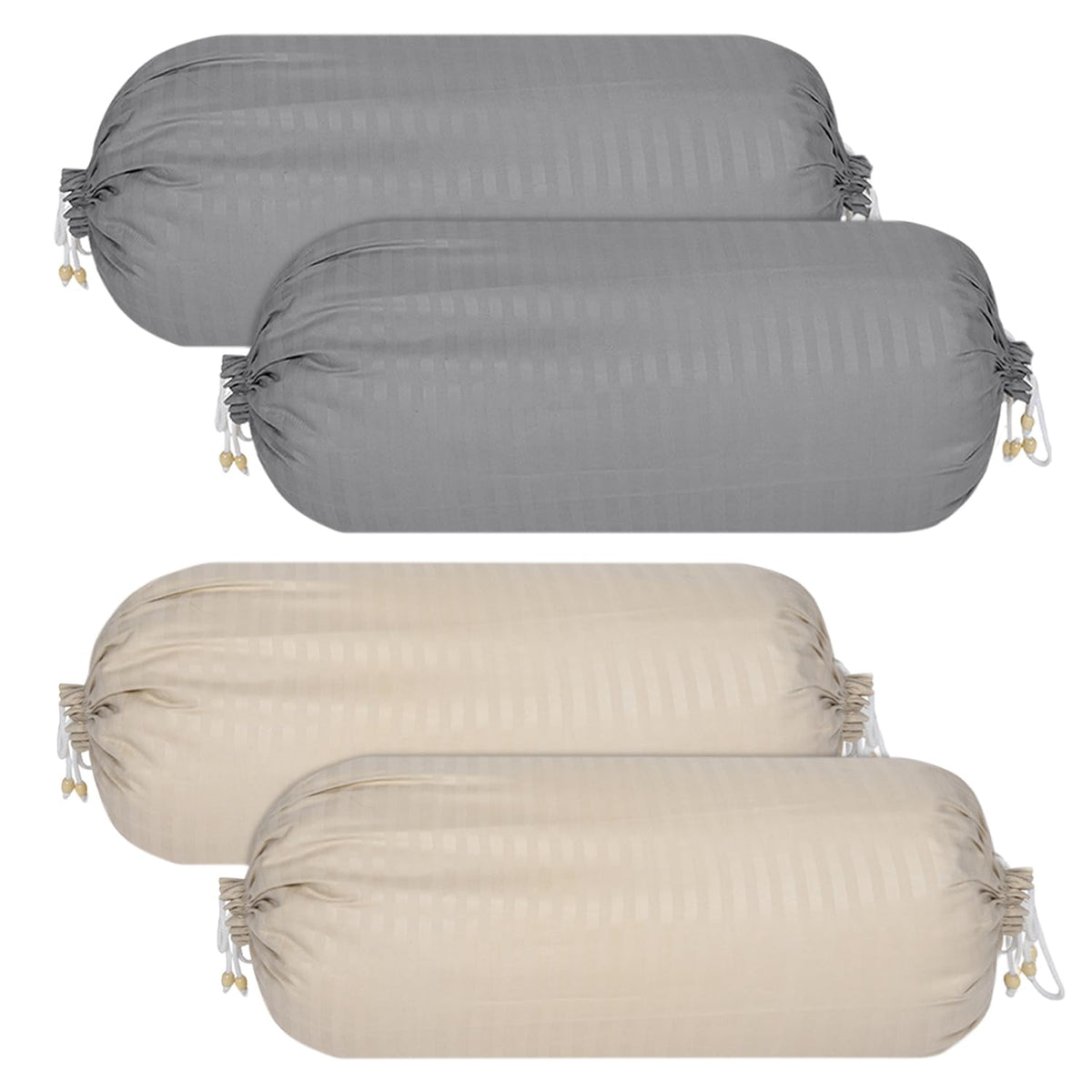 Kuber Industries Bolster Covers | Soft Cotton Bolster Cover Set | Diwan Round Bolster Pillow Covers | Striped Pattern Masand Cover | 16x32 Inch | Pack of 4 | Multicolor