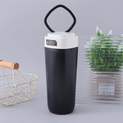 Urbane Home Anti-Fall Insulated Coffee Tumbler with Suction Bottom | Leak-Proof Stainless Steel Tumbler | Coffee Tumbler with Lid and Handle | 480 ML | Black