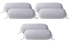 Heart Home Linning Design Cotton Bolster Cover- Set of 6, 16"x32" (White)-44HH0169