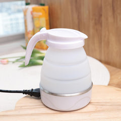 Kuber Industries Foldable Electric Kettle 600 ML | Multipurpose | Leak Proof Design | Silicone Body with 304-Stainless Steel Base | 600W | White