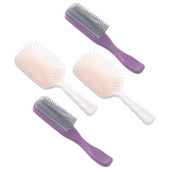 Kuber Industries Hair Brush | Flexible Bristles Brush | Hair Brush with Paddle | Straightens & Detangles Hair Brush | Suitable For All Hair Types | Hair Brush Styling Hair | Set of 4 | Beige & Purple