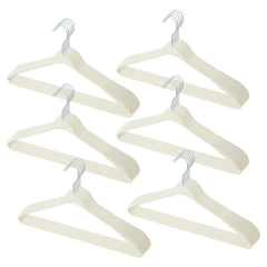 Kuber IndustriesVelvet Cloth Hanger Set of 30 With Chromed Plated Steel Hook (White)
