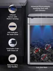 Kuber Industries Sensor Dustbin | Sliding Big Sensor Dustbin | Touchless Trash Can | Smart Dustbin for Bedroom-Office-Living Room | Automatic Garbage Can | HN-ZH-S-42L | Silver