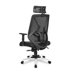 Kuber Industries Ergonomic Office Chairs for Work From Home | Comes with Manual Height Adjustable, Armrest, Headrest & 2D Lumbar Support | Comfy Study Chair for Students with Wheels | Black