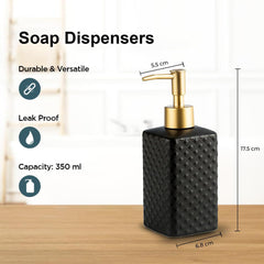 Kuber Industries Liquid Soap Dispenser | Handwash Soap Dispenser | Soap Dispenser for Wash Basin | Shampoo Dispenser Bottle | Bathroom Dispenser Bottle | 9 Piece | Pack of 3 |350 ml | Black