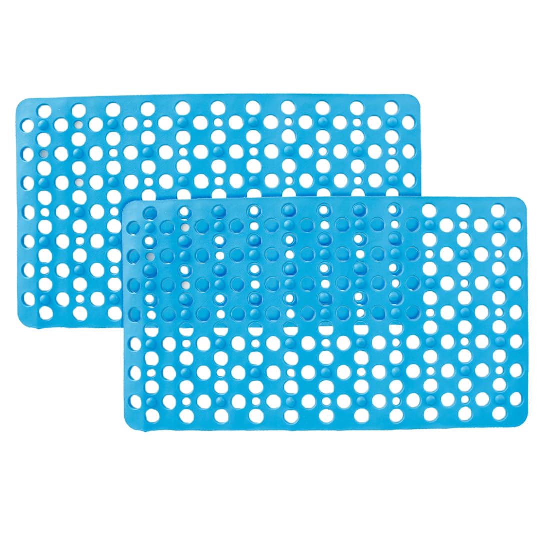 Kuber Industries Bathroom Mat|Anti Slip Mat for Bathroom Floor|Durable,Wear Resistant & Easy to Maintain|Foot Massager Door Mat with Water Drainage Holes|HY-03|40 x 70 cm,Sky Blue (Pack of 2)