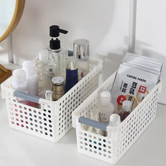 Kuber Industries Large Hollow Storage Basket With Handle|Kitchen & Home Organizer For Wardrobe|Tray For Toys, Fruits, Books-Pack of 4 (White)