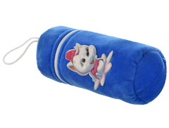 Kuber Industries Cartoon Printed Soft Velvet Stretchable Baby Feeding Bottle Cover With Easy to Hold Strap, Pack of 2 (Blue & Red)