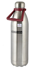 Heart Home Leak/Odour Free Insulated Double Wall Stainless Steel Water Bottle/Flask with Carrying Handle & Pouch, 2100ml (Silver)-HS42KUBMART25158