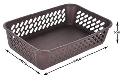 Heart Home Multiuses Super Tidy Plastic Tray/Basket/Organizer- Pack of 6 (Brown) -46HH0571