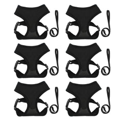 Kuber Industries Reflective Dog Harness With Adjustable Leash|Breathable Polyester Mesh Fabric With Top carry Handle|Medium Size|HAT-818|Comfortable No-Pull Grip|QuickRelease Buckles|Black (Pack Of 6)
