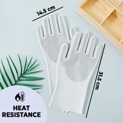 Kuber Industries Multi-Purpose Silicon Gloves For Kitchen Cleaning, Pet Grooming & Gardening|Reusable Gardening Gloves|Heat Resistant For Better Protection|Grey,Pack of5