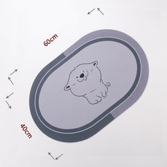 Homestic Bath Mat | PVC Bathroom Mat | Shower Bath Mat | Floor Tub Mat | Diatom Mud Oval Mat | Anti-Skid Shower Bathroom Mat | CF-220804 | Gray