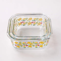 Urbane Home Borosilicate Printed Container With Lid (Square) | JDA051-MUL | Multi | Pack Of 2