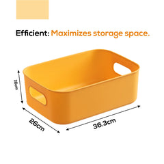 Kuber Industries (Set of 6) Plastic Baskets For Organizing (Medium) Storage Basket With Handle - For Makeup Items, Toys, Socks -Green, Yellow & Orange