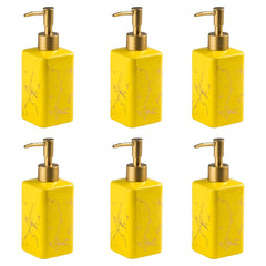 Kuber Industries Liquid Soap Dispenser | Handwash Soap Dispenser | Soap Dispenser for Wash Basin | Shampoo Dispenser Bottle | Bathroom Dispenser Bottle | 320 ml | Pack of 6 | Yellow