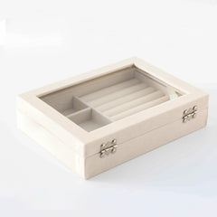 Homestic Pack of 1 Velvet Jewelry Box Organizer | Jewelry Storage Box | Jewelry Organizer | Showcase Holder Dresser Organizer for Earring Necklace Bracelet Ring | YXX-018 | White