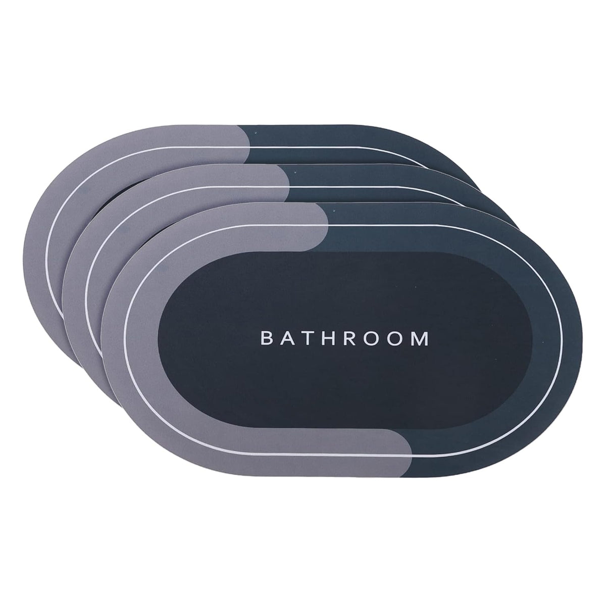 Kuber Industries Bath Mat | PVC Bathroom Mat | Shower Bath Mat | Floor Tub Mat | Diatom Mud Oval Mat | Anti-Skid Shower Bathroom Mat | CF-220802 |Pack of 3| Brown